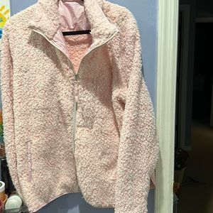 Light pink sherpa zip up sweater
